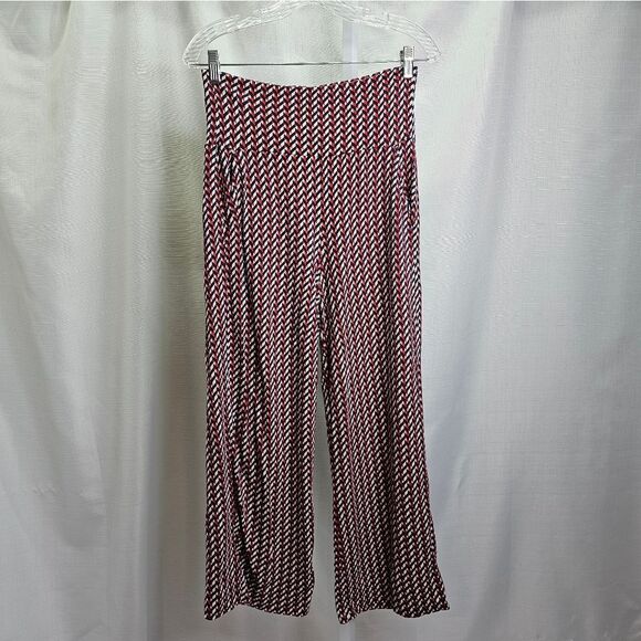 CAbi Red and Blue Kelly Geometric Print Wide Leg Jersey Knit Pant Size Small - Picture 2 of 12